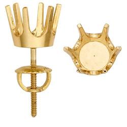 14 Karat Real Gold 6 Prong Earring With Screw Back