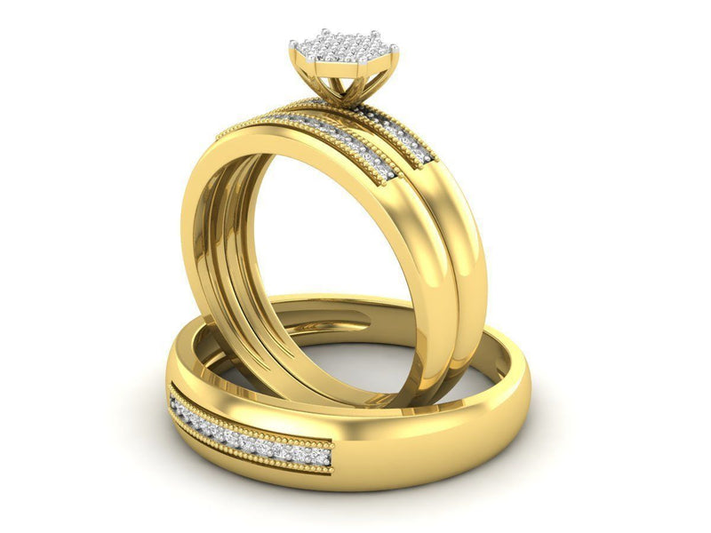 Lena Yellow Gold Engagement Ring and Band