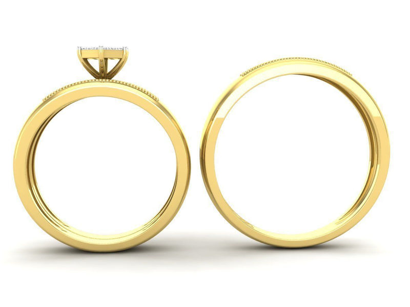 Lena Yellow Gold Engagement Ring and Band