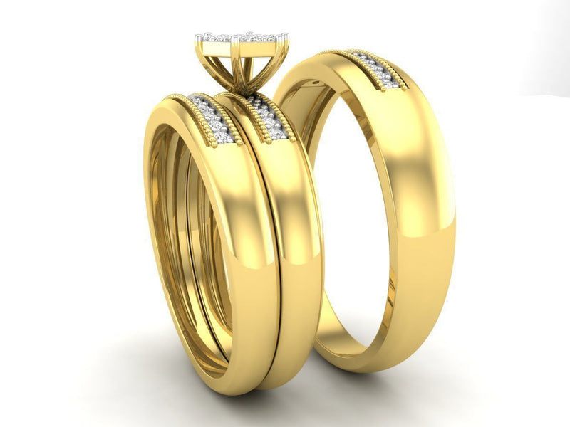 Lena Yellow Gold Engagement Ring and Band