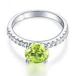 Green Garnet in the Middle Engagement Ring