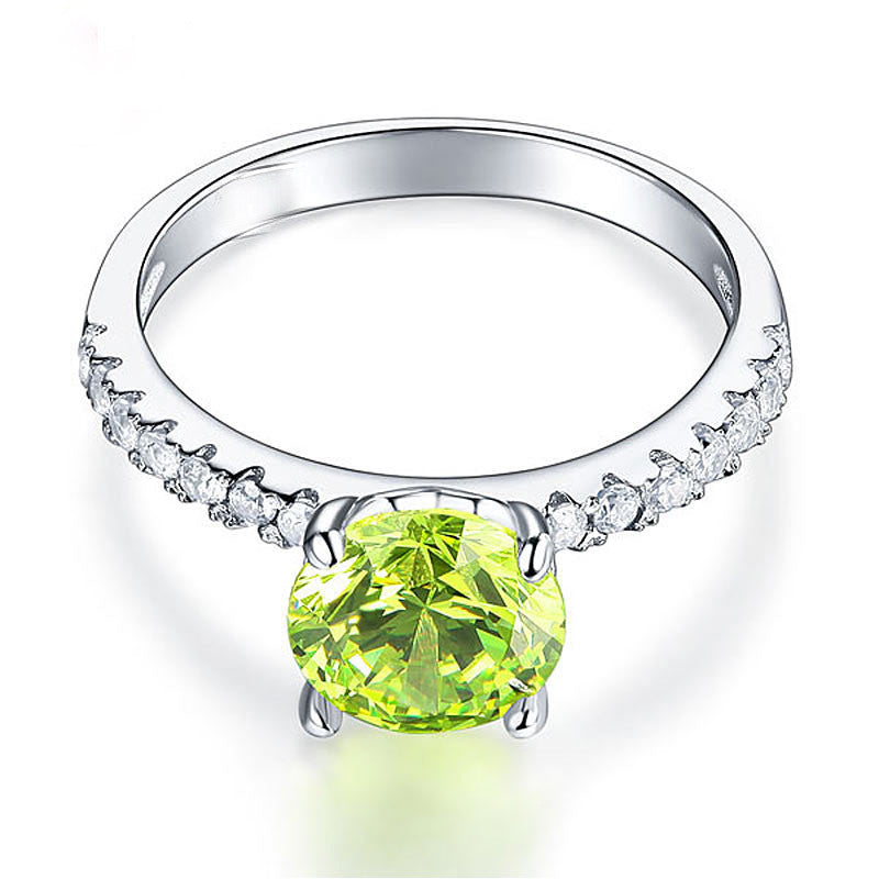 Green Garnet in the Middle Engagement Ring