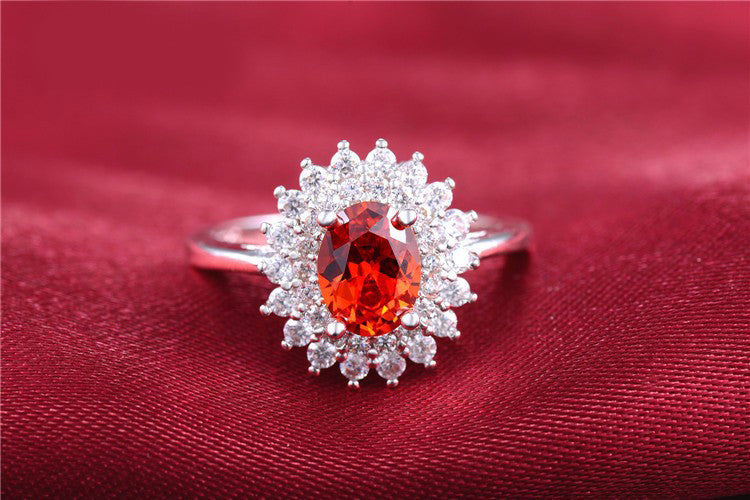 Scarlet Rose Garnet Engagement Ring