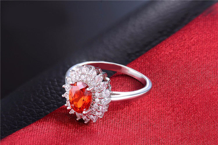 Scarlet Rose Garnet Engagement Ring