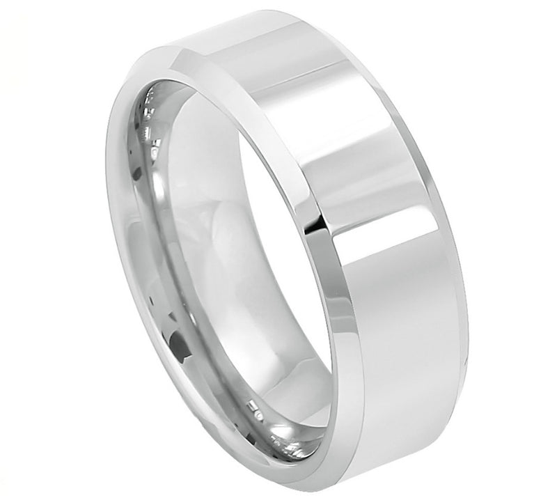 8mm High Polished with Shiny Beveled Edge Cobalt Ring