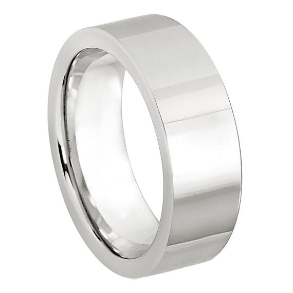 8mm Polished and Shiny Pipe Cut Cobalt Ring