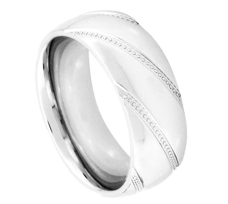 9mm Diagonal Cut Cobalt Ring with High Polished Design