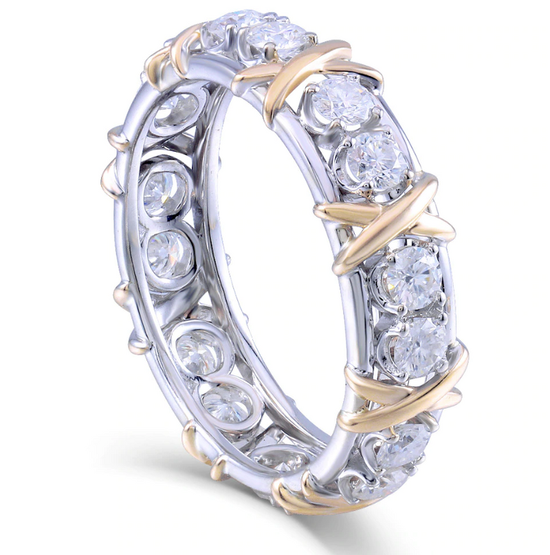 Two Tone To The Point Wedding Band
