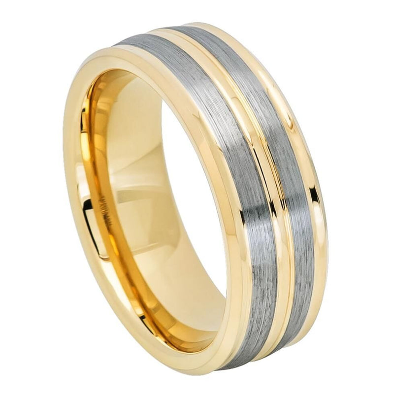 Yellow and Silver Mix Tungsten Ring